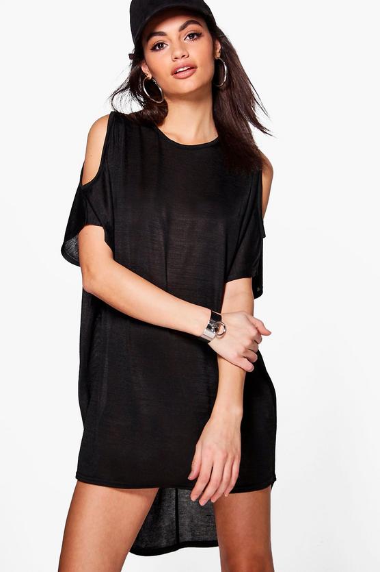 Rachel Cross Back Cold Shoulder Knitted Dress